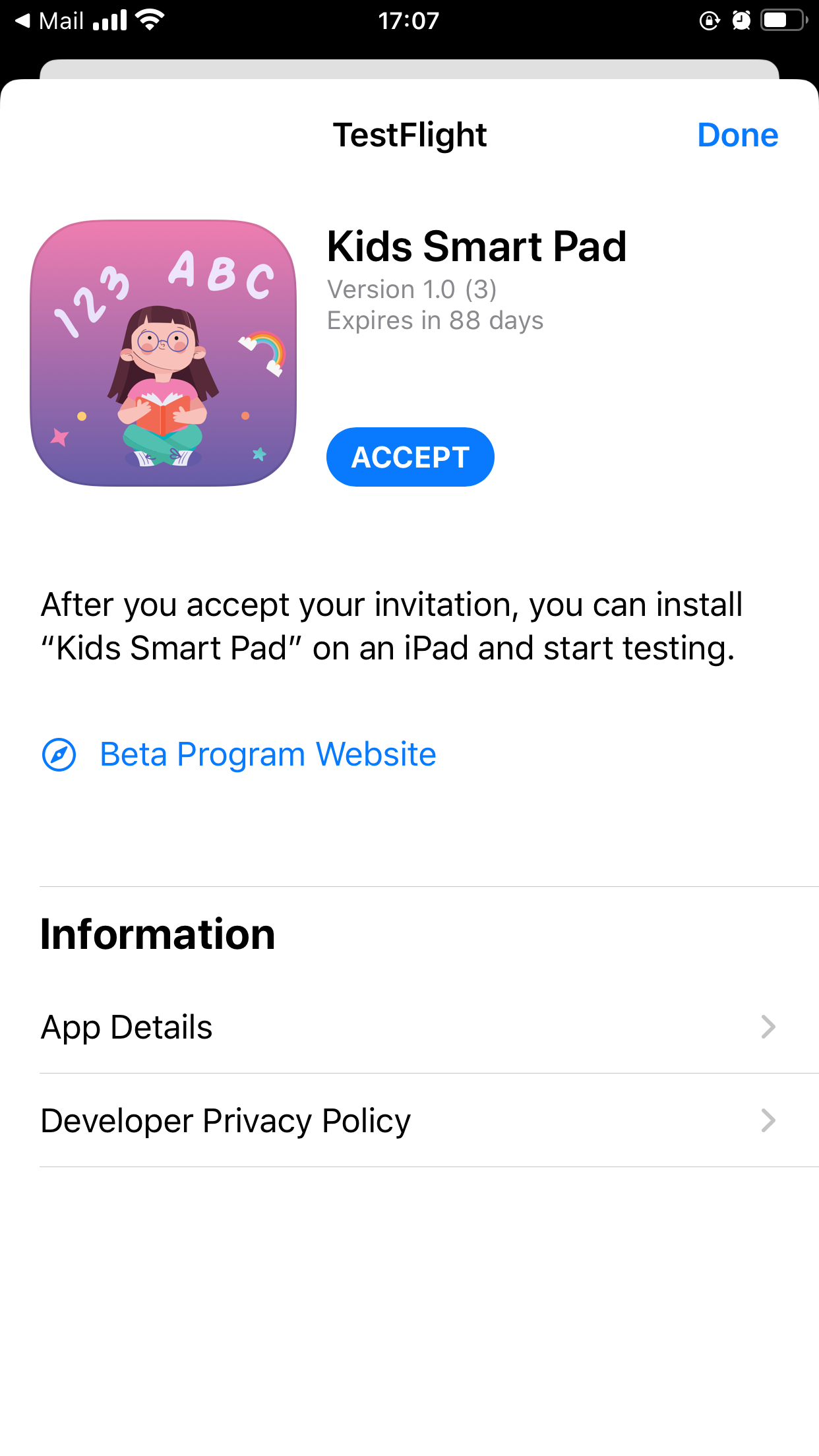 Accept on TestFlight