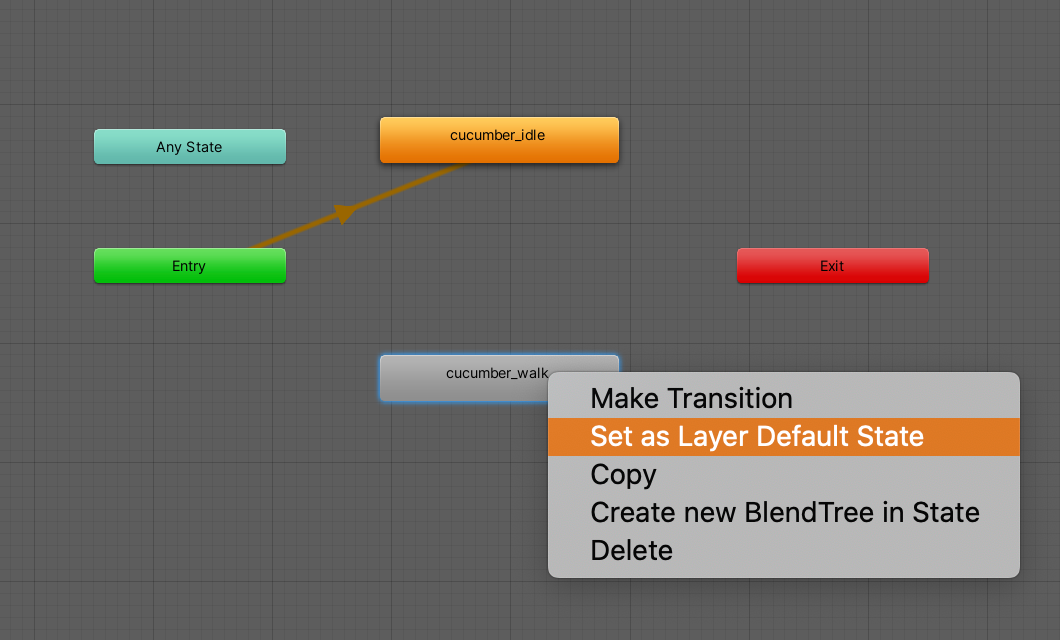 Unity: How to change the default or entry animation for an animator