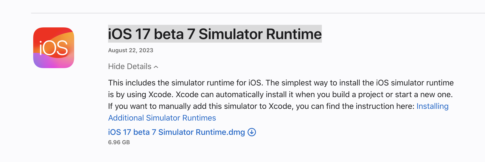 Install specific iOS beta on simulator